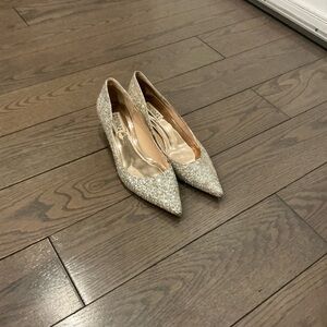 Badgley Mischka Champagne Glitter Pointed-Toe Flats